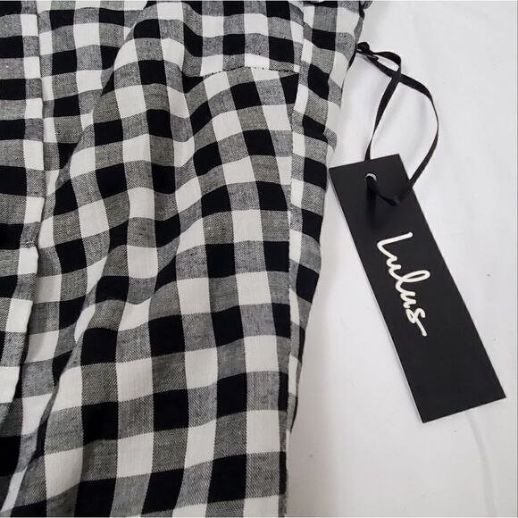 Lulus Check Please Off Shoulder Gingham Dress Nwt - Picture 9 of 12